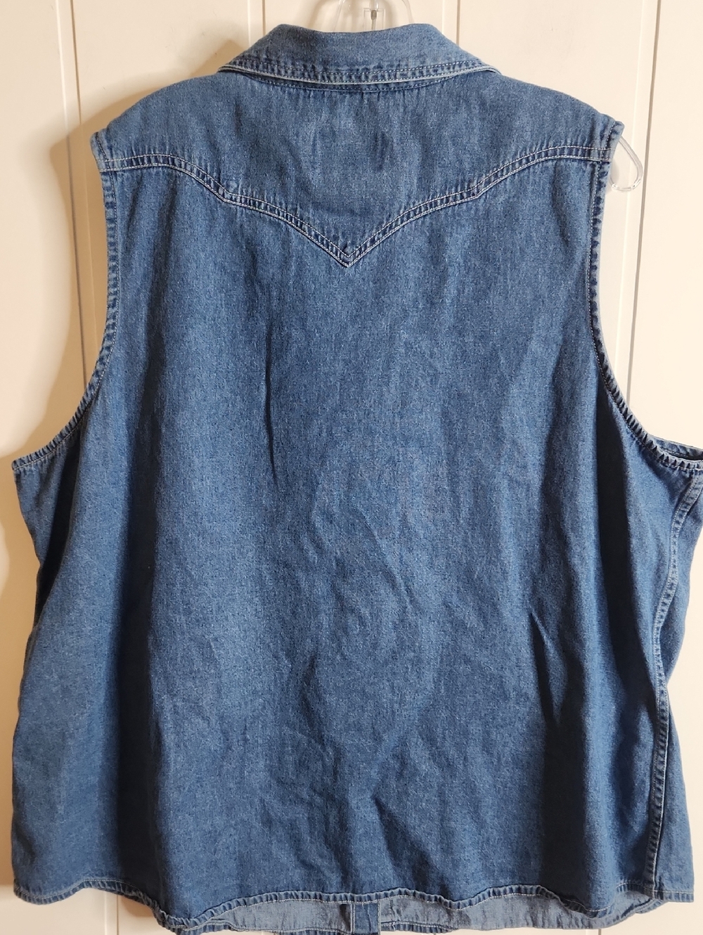 Back in the Saddle Western Cowboy Sleeveless Denim Button-Down Cotton Vest - Picture 5 of 6